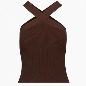 Aritzia Babaton Sculpt Knit Criss Cross Tank XL Coffee Bean